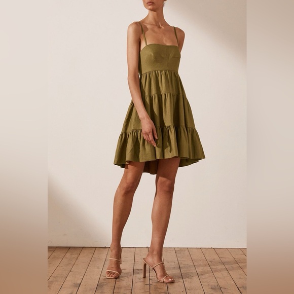 SOLD Shona Joy Lucille Tiered Mini Dress in Cumin - Picture 6 of 15